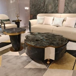 Designer Nesting Coffee Tables with Organic Curves and Layered Silhouettes